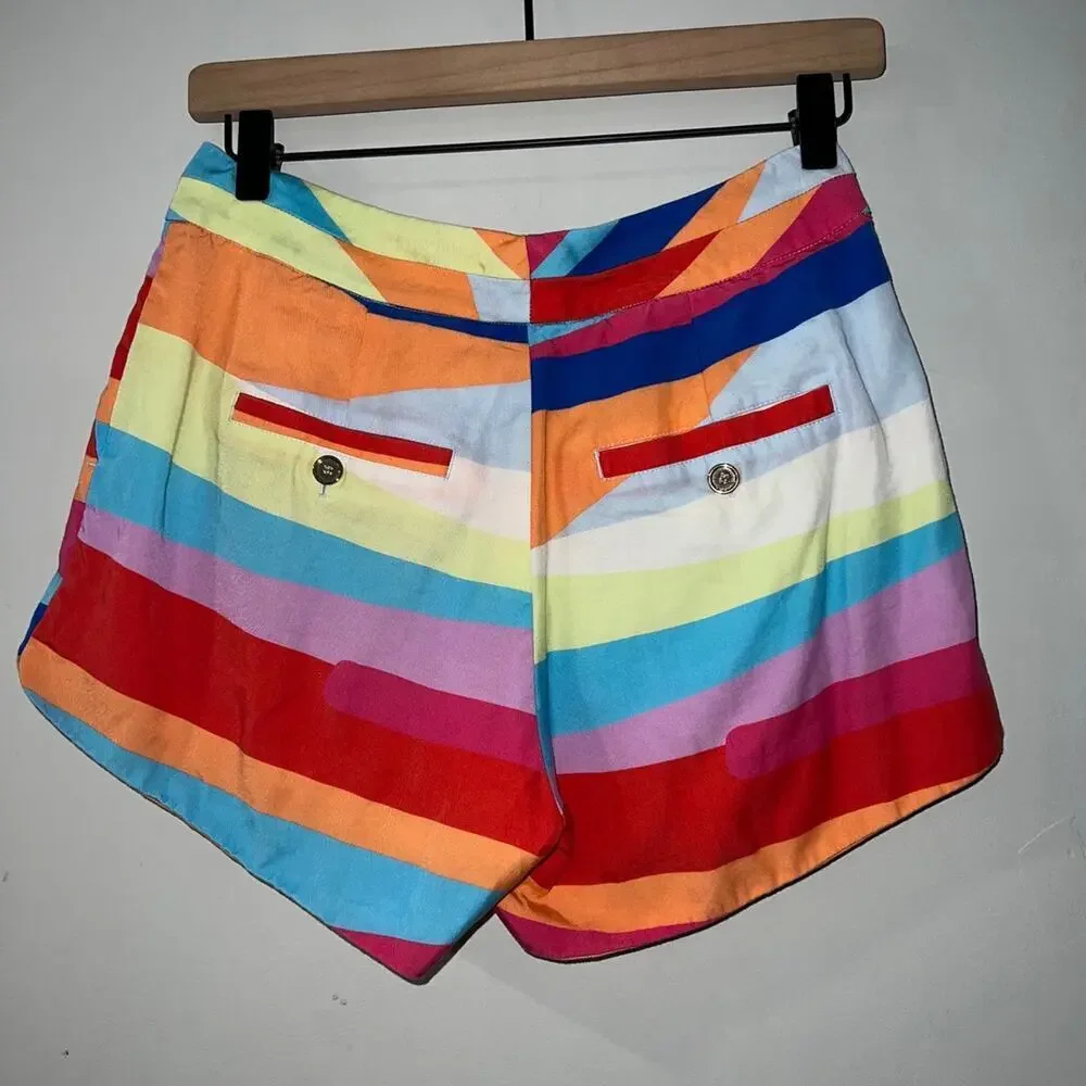 Crosby by mollie burch bright stripe flat front shorts size 2